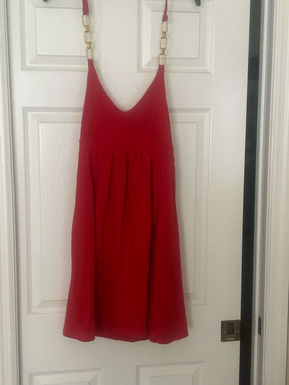 Victoria's Secret Bra Top Red Mini Dress with Gold Chain Straps